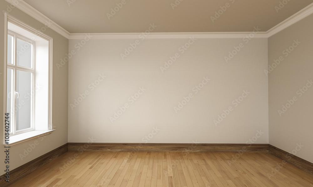 Fototapeta premium 3d rendering of Empty Room Interior White brown Colors