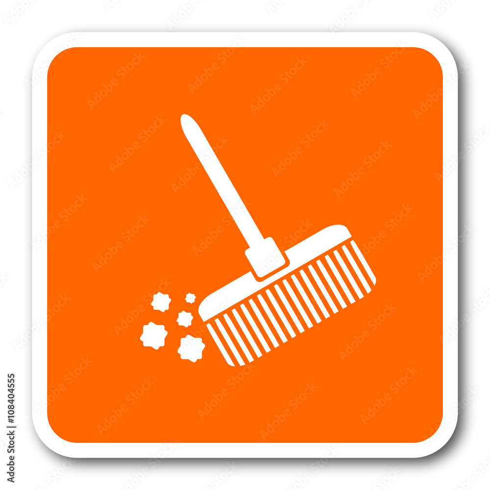 broom orange flat design modern web icon broom orange flat design modern web icon