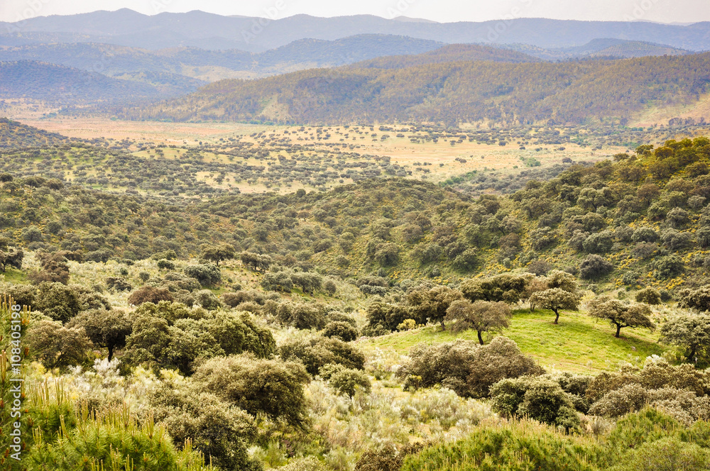Vista de la Sierra de la Jayona, Extremadura, Badajoz, España