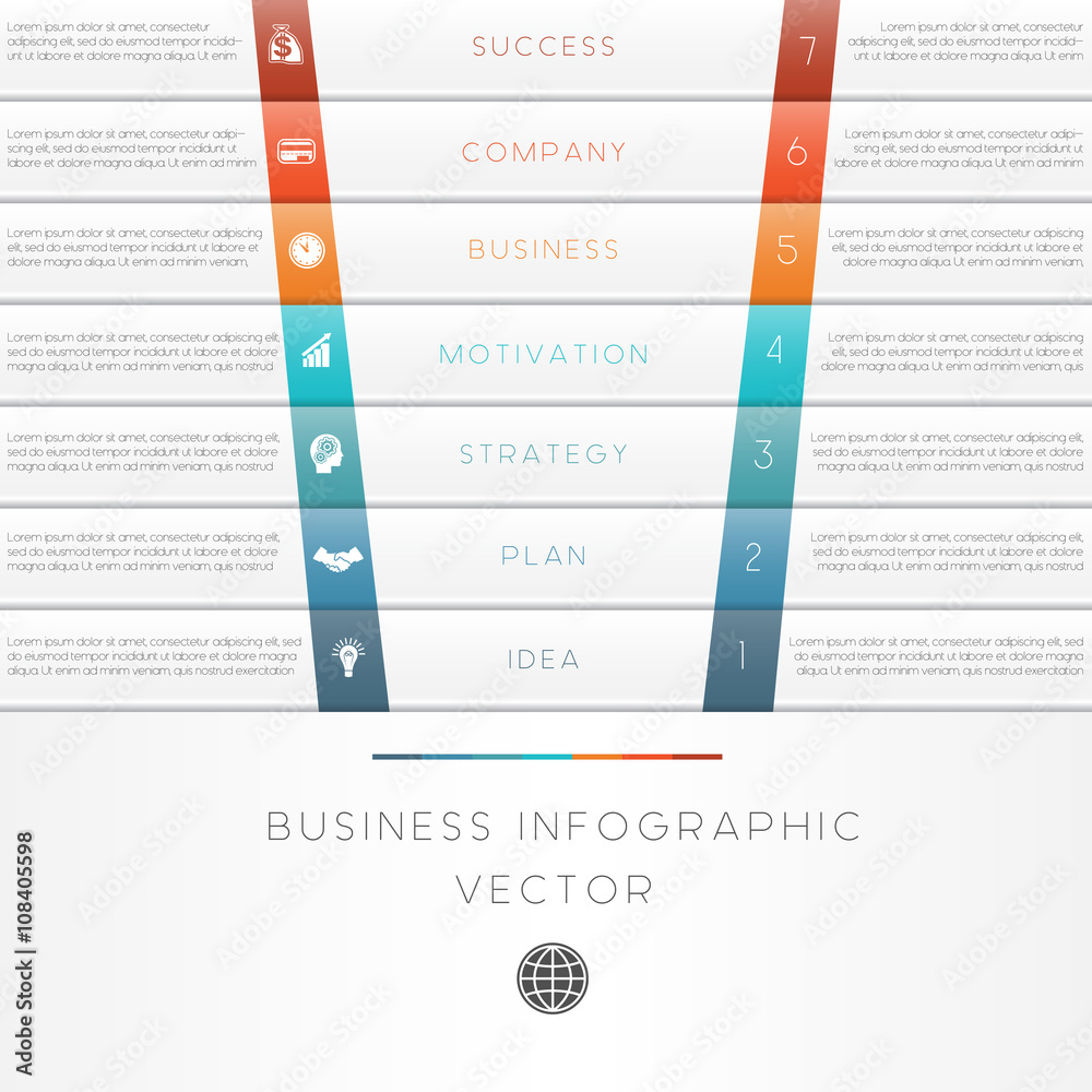 template of business infographic numbered seven position
