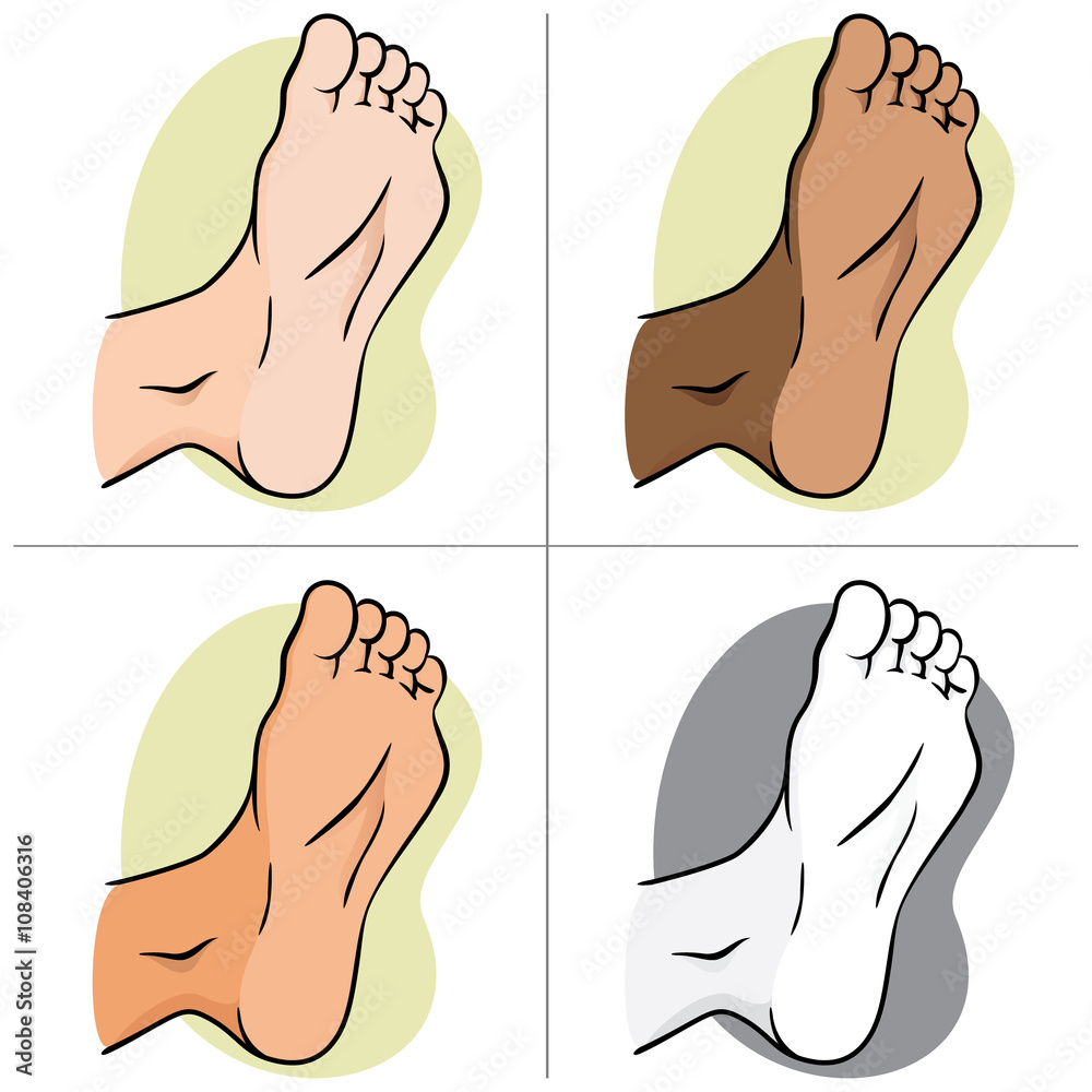 body part illustration, plant or sole of the foot, ethnic Stock Vector