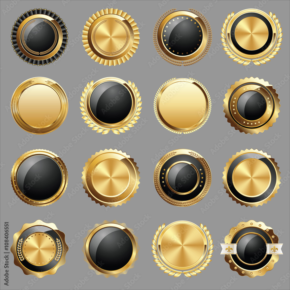 Set of Gold Certificate Seals and Badges Set of Gold Certificate Seals and Badges