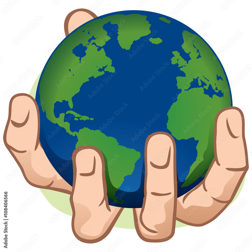Character hand holding the planet Earth. Caucasian Stock Vector | Adobe ...