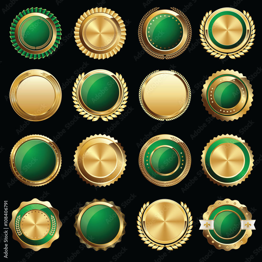 Set of Gold Certificate Seals and Badges Set of Gold Certificate Seals and Badges
