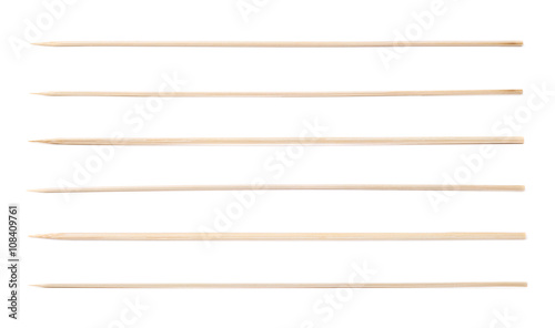 Single wooden skewer isolated