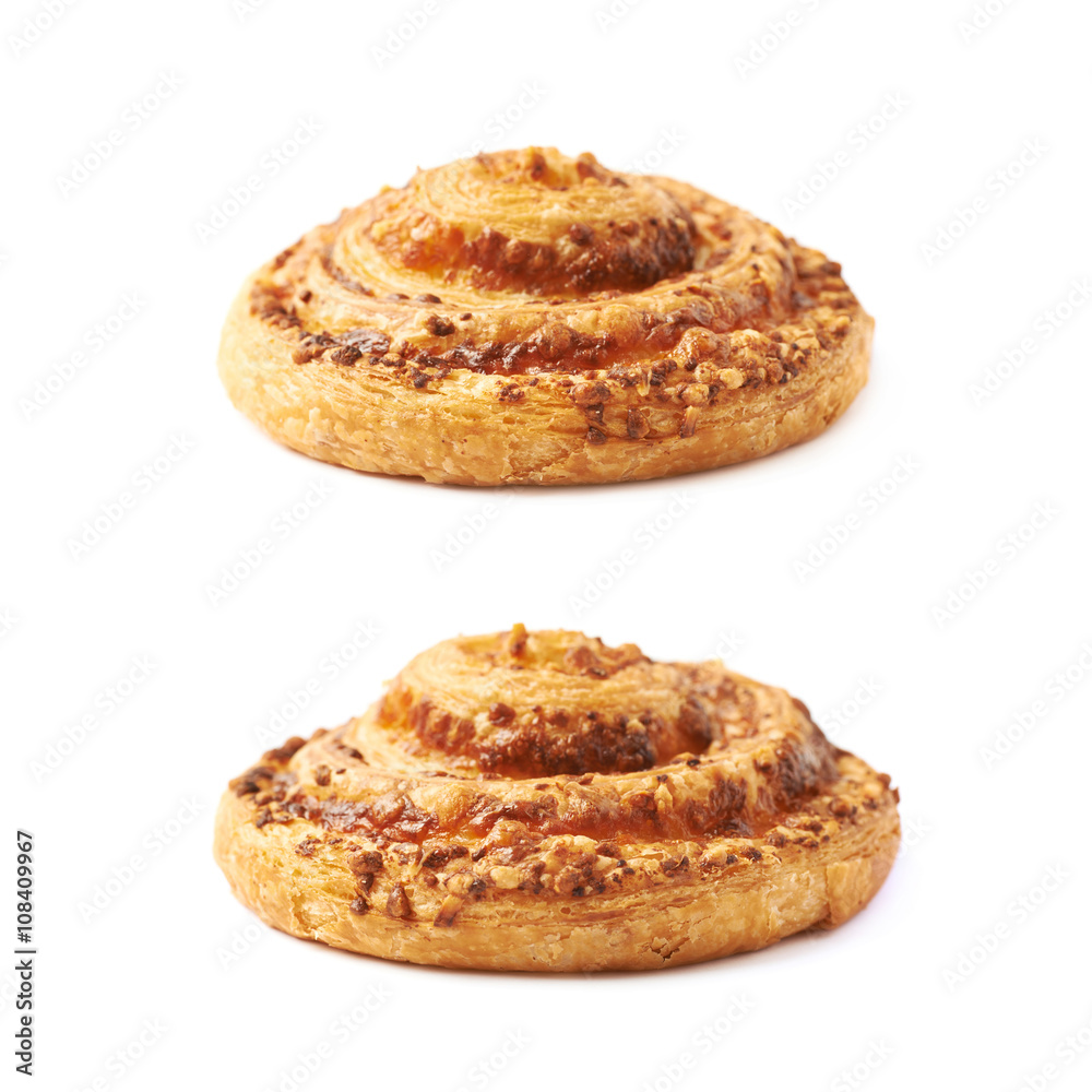 Cheese pastry roll bun isolated