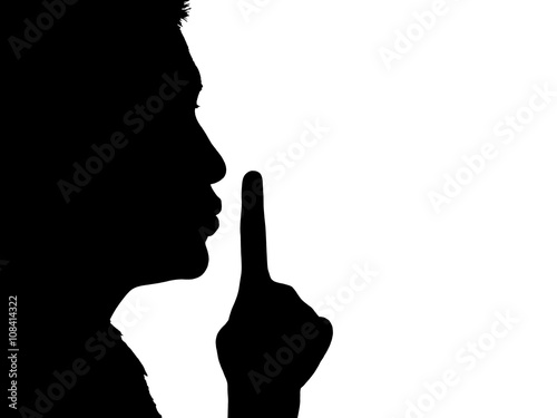 silhouette of a girl on quiet gesture