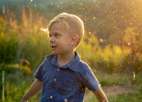 Toddler Boy Playing in Summer Sun