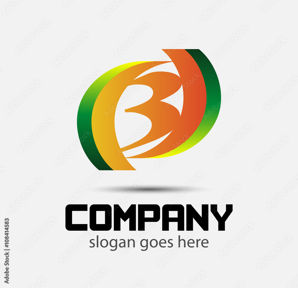 Fototapeta premium Number 3 logo. Vector logotype design 