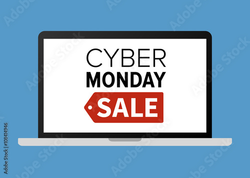 Cyber Monday sale website display on laptop computer vector promotion