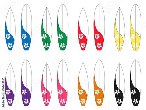 Surfboards with Hawaiian Flowers