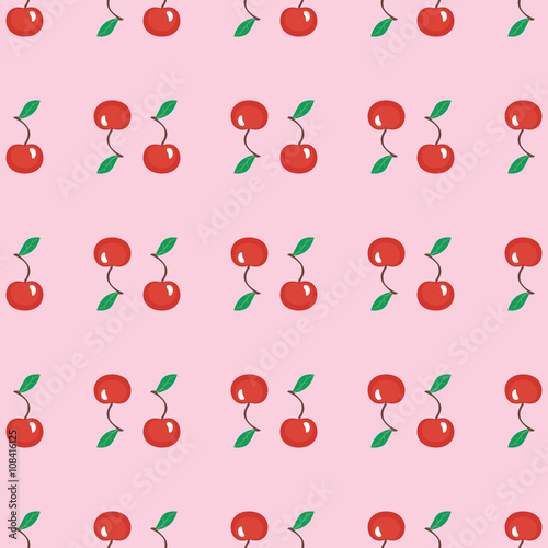 Seamless pattern of red cherry on a pink background