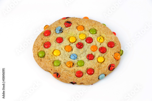 cookie with colorful chocolate beans
