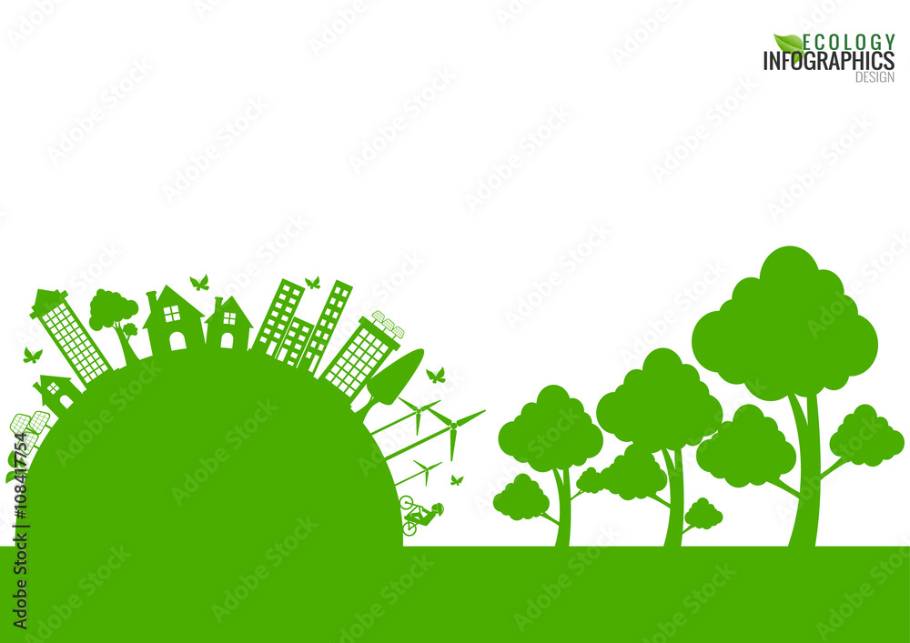 Obraz premium Ecology connection concept background . Vector infographic illu