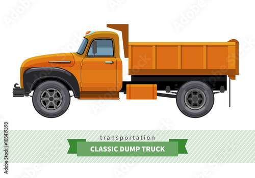 Classic dump truck side view
