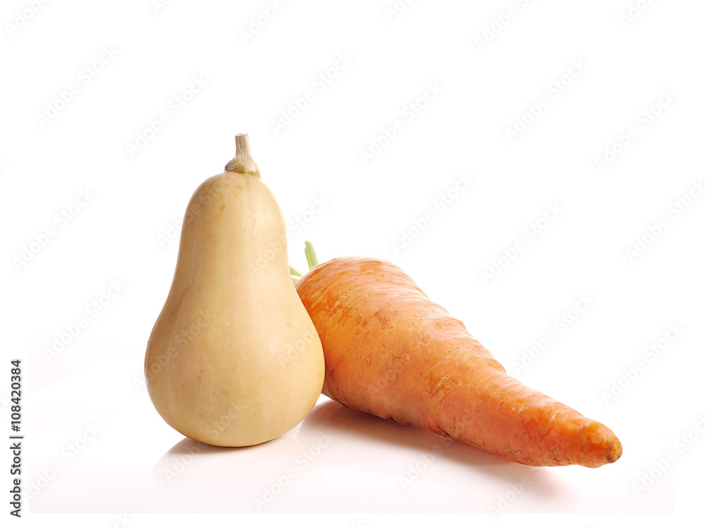 carrots and pumpkins isolated on white background carrots and pumpkins isolated on white background