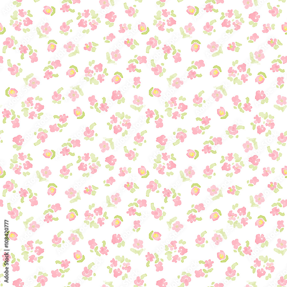 watercolor flowers cute seamless pattern. vector illustration. can be used for textile or wrapping paper