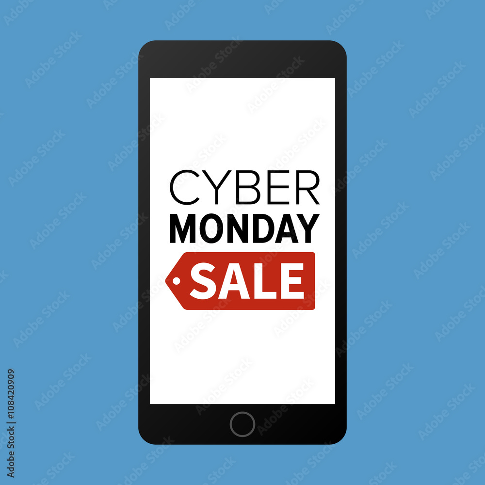 Cyber Monday sale website display on mobile phone vector promotion Cyber Monday sale website display on mobile phone vector promotion