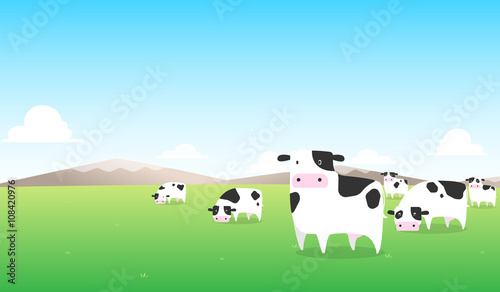 cow milk on green field