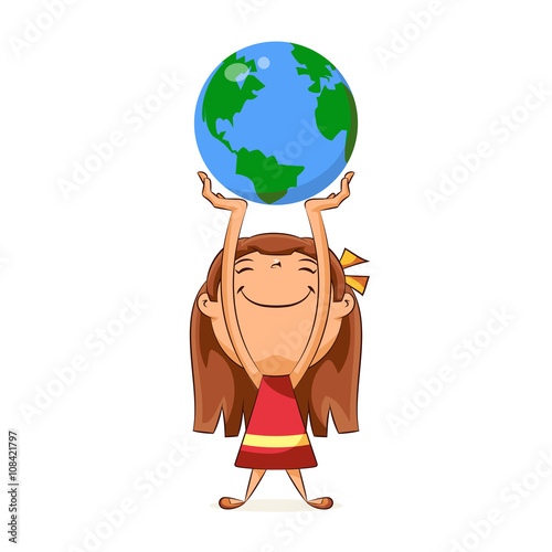 Girl holding planet earth