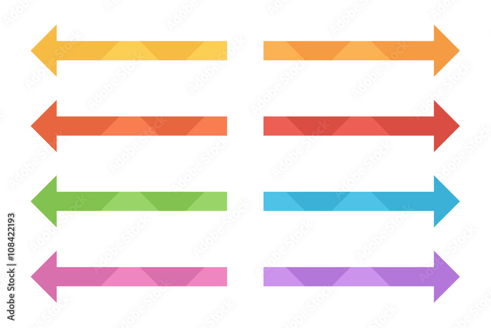 Flat design, material design colorful arrows isolated on white background. Arrow set.
Flat design, material design colorful arrows isolated on white background. Arrow set.