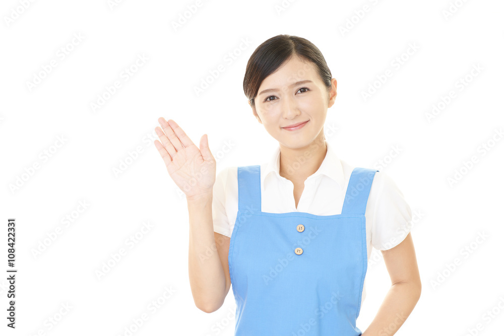 エプロンを着た女性 エプロンを着た女性