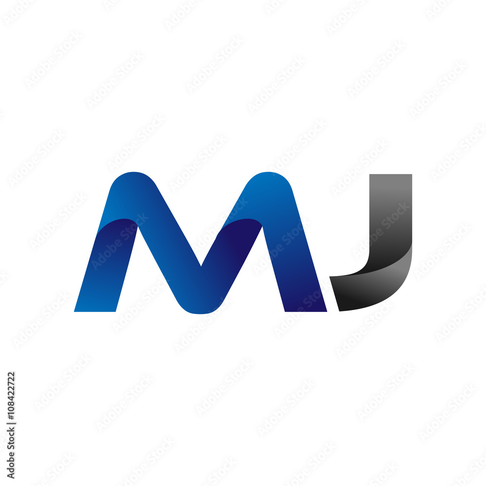 Modern Simple Initial Logo Vector Blue Grey Letters mj Modern Simple Initial Logo Vector Blue Grey Letters mj