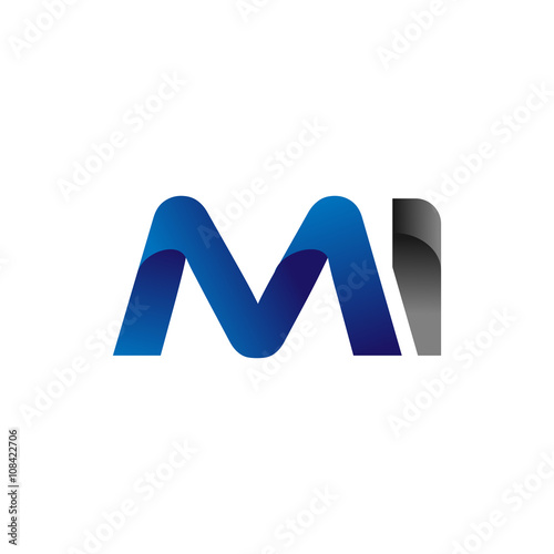 Modern Simple Initial Logo Vector Blue Grey Letters mi