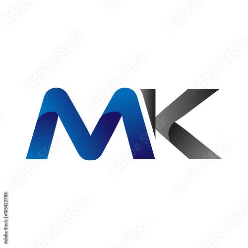 Modern Simple Initial Logo Vector Blue Grey Letters mk photo