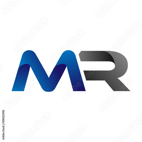 Modern Simple Initial Logo Vector Blue Grey Letters mr