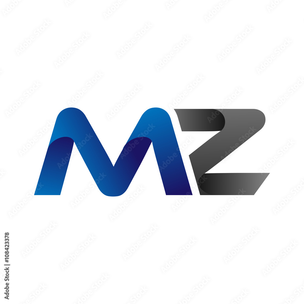 Modern Simple Initial Logo Vector Blue Grey Letters mz Modern Simple Initial Logo Vector Blue Grey Letters mz