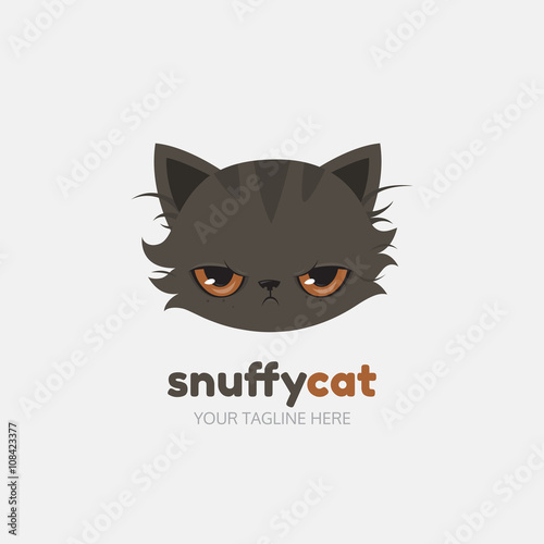 Snuffy cat logo template. Vector.