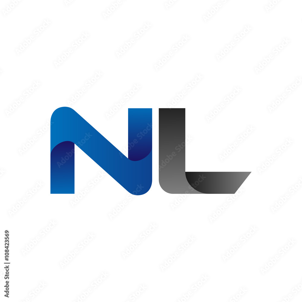 Modern Simple Initial Logo Vector Blue Grey Letters nl Modern Simple Initial Logo Vector Blue Grey Letters nl