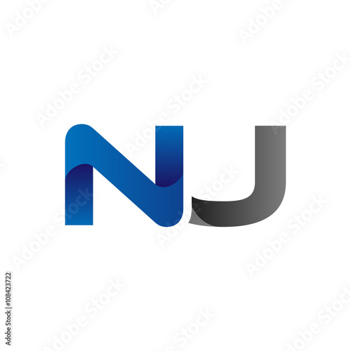 Modern Simple Initial Logo Vector Blue Grey Letters nu