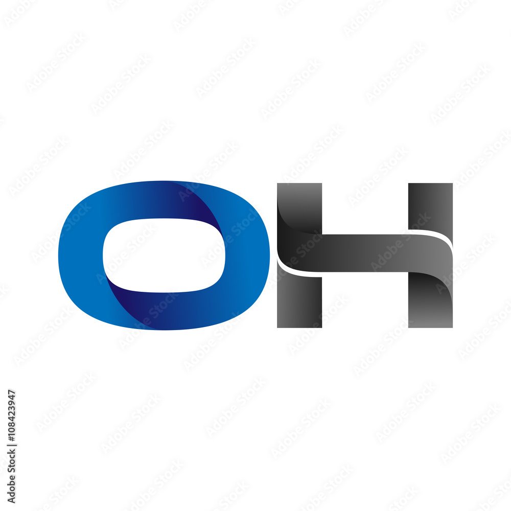 Modern Simple Initial Logo Vector Blue Grey Letters oh Modern Simple Initial Logo Vector Blue Grey Letters oh