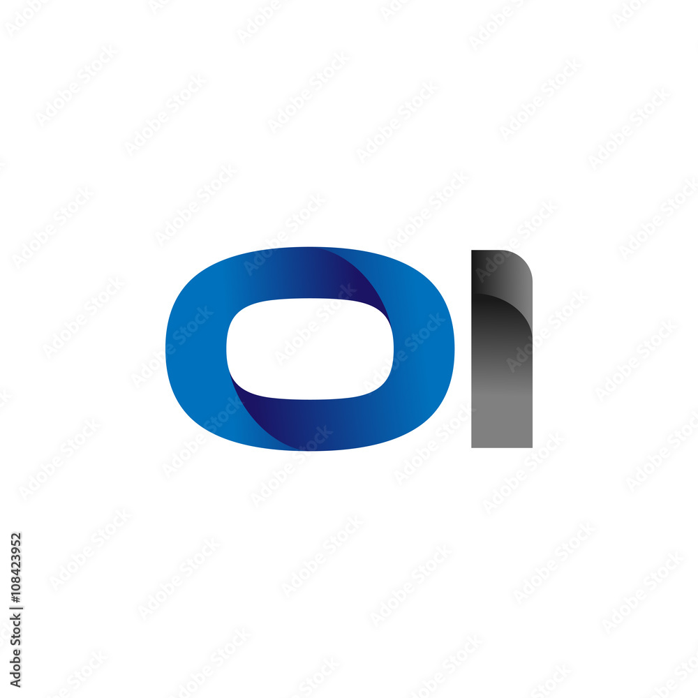 Modern Simple Initial Logo Vector Blue Grey Letters oi Modern Simple Initial Logo Vector Blue Grey Letters oi