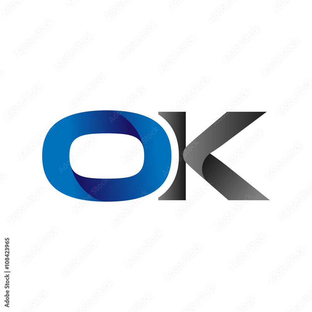Modern Simple Initial Logo Vector Blue Grey Letters ok Modern Simple Initial Logo Vector Blue Grey Letters ok