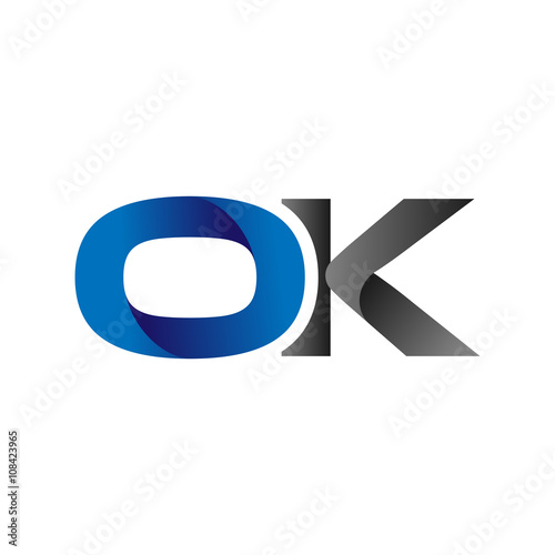 Modern Simple Initial Logo Vector Blue Grey Letters ok