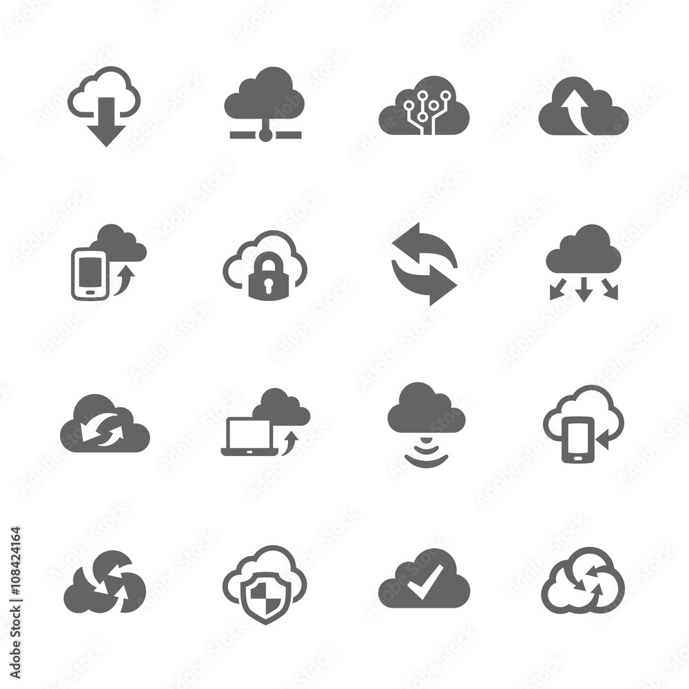 Simple Computer Cloud Icons Simple Computer Cloud Icons