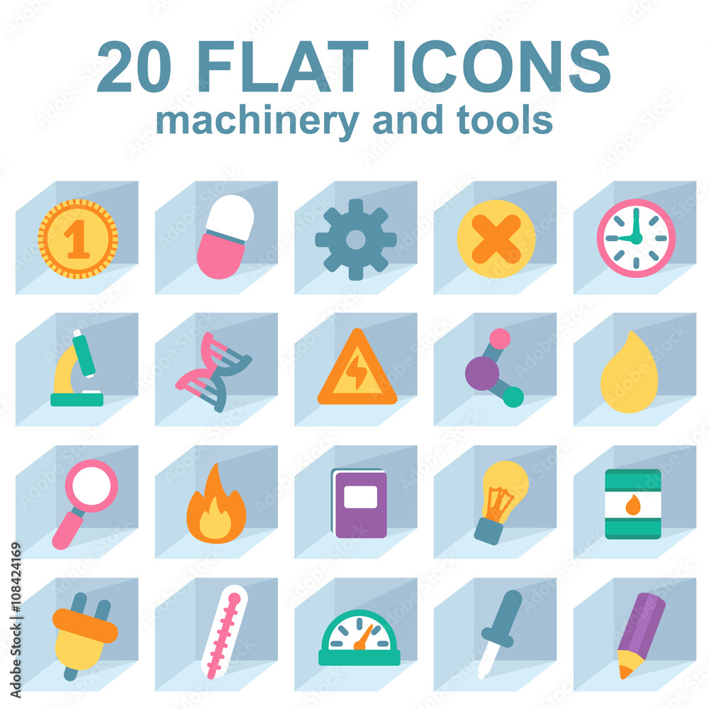 flat icons on the background of cube flat icons on the background of cube