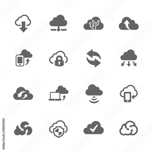Simple Computer Cloud Icons 