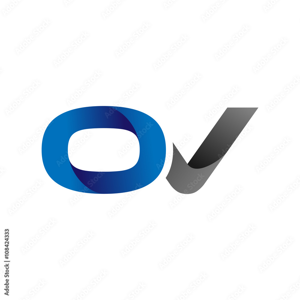 Modern Simple Initial Logo Vector Blue Grey Letters ov Modern Simple Initial Logo Vector Blue Grey Letters ov