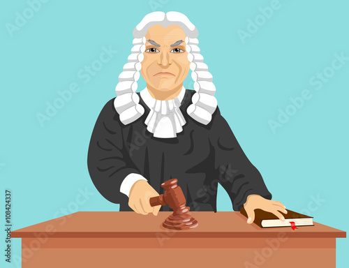 Angry judge makes verdict for law knocking gavel