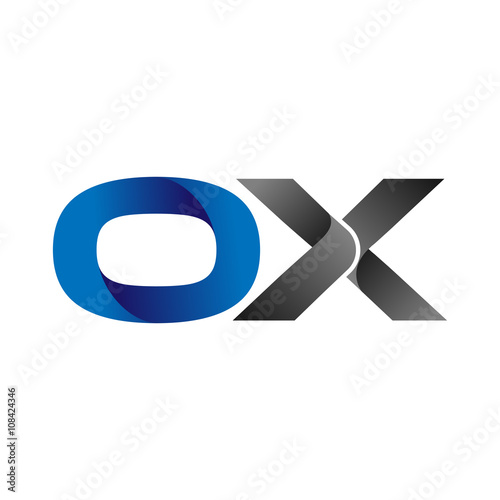 Modern Simple Initial Logo Vector Blue Grey Letters ox