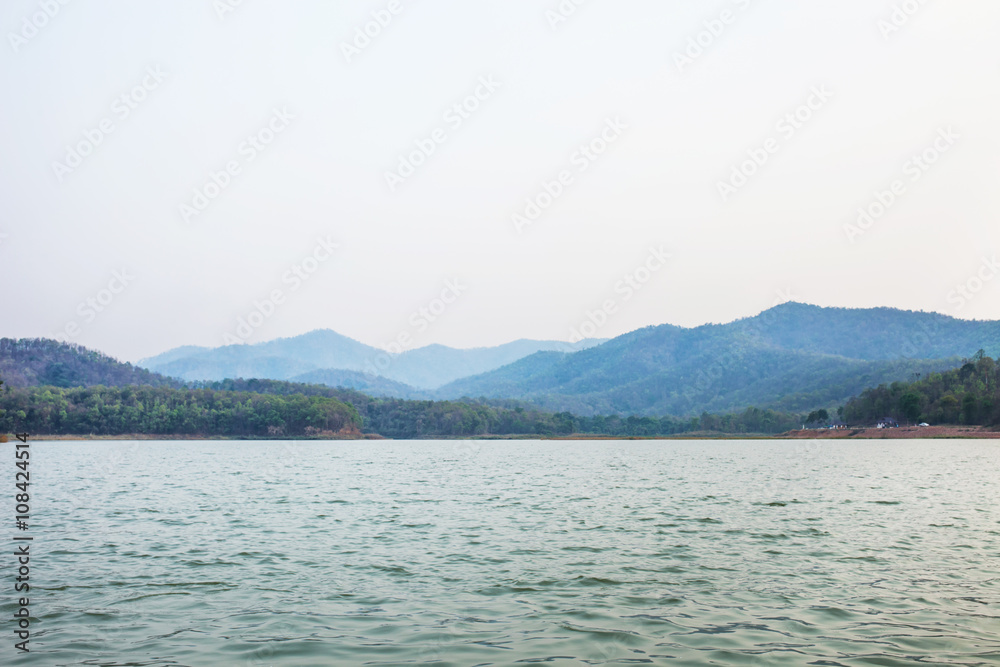 Landscape with a river and mountain in Asia,Thailand