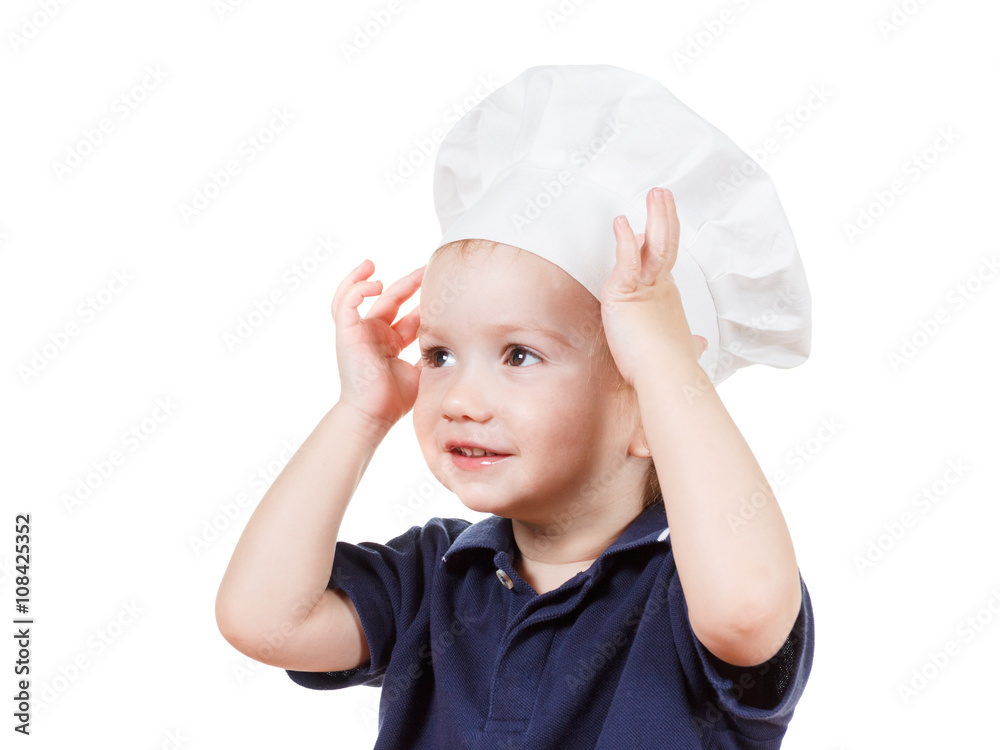 Little boy cook pizza. Closeup isolated on white Little boy cook pizza. Closeup isolated on white
