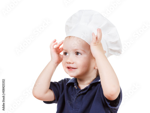 Little boy cook pizza. Clos...