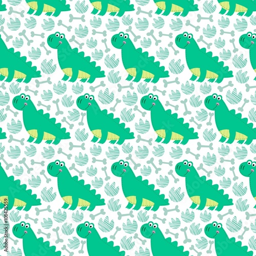 Dinosaur vector seamless pattern.