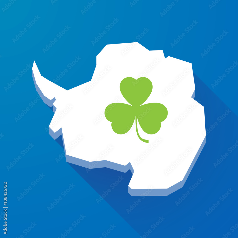 Long shadow map of Antarctica continent with a clover Long shadow map of Antarctica continent with a clover