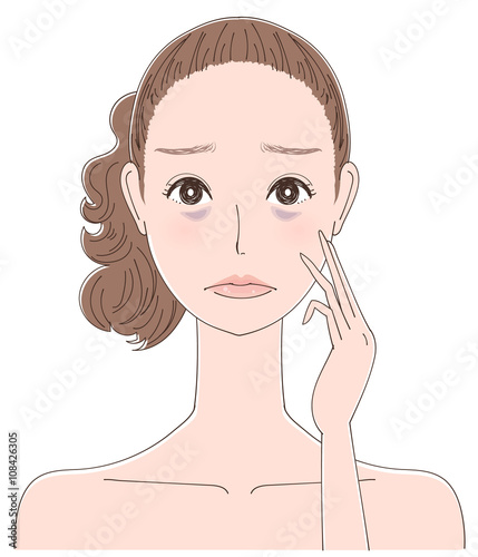 目の下のクマに悩む女性のイラスト